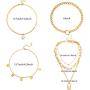 Hicarer 9 Pieces Gold Chain Necklace Sets Gold Layered Chain Necklace Boho Pendant Choker Paperclip Lock Coin Chunky Link Chain Jewelry for Women Girls