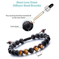 Adjustable Lava Rock Stone Essential Oil Diffuser Bracelet Braided Rope Stone Yoga Beads Bracelets for Men Women