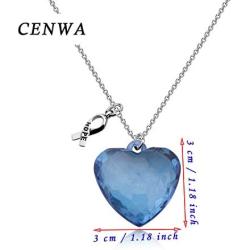 CENWA Blue Awareness Necklace with Hope Ribbon Charm Arthritis/Colon/Prostate Cancer Awareness Victim Right Free Speech Gift Domestic Violence Ribbon Necklace