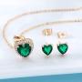 Swarovski Crystal Halo Heart Pendant Necklace Earrings for Women 14K Gold Plated Hypoallergenic Jewelry Set