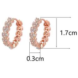 JUMOO Rose Gold Hoop Stud Earrings for Women Girl Love Shape cubic zirconia Copper Fashion Jewelry Hypoallergenic