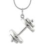 FashionJunkie4Life Sterling Silver Dumbbell Weight Pendant Necklace, 18'' Snake Chain