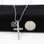 Stainless Steel Cross Faith Pendant Necklace, Cubic Zirconia Pave-Setting, Heart Mustard Seed Pendants Y917 Stainless Steel Cross Faith Pendant Necklace, Cubic Zirconia Pave-Setting, Heart Mustard Seed Pendants Y917
