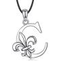 Sterling Silver Initial Necklace Dainty Fleur de Lis Necklaces 26 Letters Alphabet Personalized Charm Pendant Gifts for Women Men Teen Girls Boys