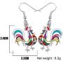 WEVENI Enamel Alloy Chicken Rooster Earrings Dangle Drop Farm Jewelry For Women Girls Ladies Gift