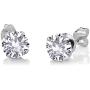 Gem Stone King 925 Sterling Silver White Created Sapphire and White Diamond Pendant Earrings Set For Women (3.65 Ct with 18 Inch Silver Chain)