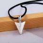 MANBU 925 Sterling Silver Men Jewelry Arrowhead Pendant Necklace with Woven Wax Rope Chain