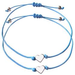 ROSTIVO Pinky Promise Bracelets Best Friend Bracelets for 2 Matching Bracelets Couples Bracelets (Blue)