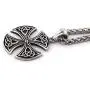 Warvik Cross Celtic Knot Shield Pendant Necklace Asatru Good Luck Power, Stainless Steel Jewelry Mens Womens Wheat Chain 20/28inch