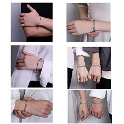 Personalized Magnetic Attract Couples Bracelets, Custom Rope Braided Mutual Magnetic Bracelets for Him and Her 2 PCS
