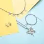 Big Butterfly Pendant Necklace Rhinestone Chain Shiny Crystal Choker Pendant Collar Necklace and Butterfly Bracelet Butterfly Earrings Jewelry for Women Girl (Silver)