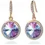 Swarovski Crystal Halo Round Drop Dangle Earrings for Women 14K Gold Plated Hypoallergenic Jewelry Swarovski Crystal Halo Round Drop Dangle Earrings for Women 14K Gold Plated Hypoallergenic Jewelry