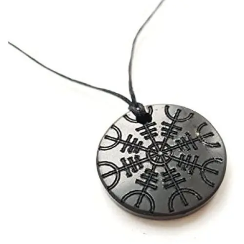 Karelian Heritage Shungite Pendant with Engraving, Black Stone Jewelry Karelian Heritage Shungite Pendant with Engraving, Black Stone Jewelry