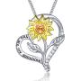 Klurent Sunflower Necklace for Women, Love Heart Pendant My Sunshine Jewelry Adjustable 18-20 Inches, Birthday Mothers Day Valentines Day Necklaces Gifts for Wife Girlfriends Daughter Mother