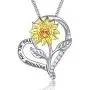 Klurent Sunflower Necklace for Women, Love Heart Pendant My Sunshine Jewelry Adjustable 18-20 Inches, Birthday Mothers Day Valentines Day Necklaces Gifts for Wife Girlfriends Daughter Mother
