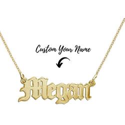 MyNameNecklace Personalized Old English Font Name Necklace -Custom Jewelry Nameplate Christmas Jewelry Gift