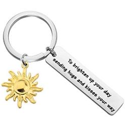 CYTING to Brighten Up Your Day Sending Hugs and Kisses Your Way Gold Tone Sun Keychain Inspirational Jewelry Motivational Gift for Family Best Friends