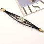 Casa De Novia Jewelry Retro 12 Zodiac Constellation Alloy Leather Hand Woven Braided Rope Bracelet Punk Chain Cuff