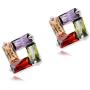 Crystalline Azuria Colorful Zirconia Crystals Rhombus Jewellery Set Pendant Necklace 18'' Earrings 18 ct White Gold Plated Black and Whte Jewelry Set for Women