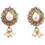 DecorTales Ethnic Fashion Gold Plated Bollywood Traditional Indian Pearl CZ Kundan Stone Jhumka Jhumki Dangle Earrings Wedding Jewelry