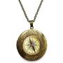 Vintage Bronze Tone Locket Picture Pendant Necklace Abstraction Digital Compass Included Free Brass Chain Gifts Personalized