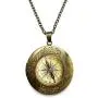 Vintage Bronze Tone Locket Picture Pendant Necklace Abstraction Digital Compass Included Free Brass Chain Gifts Personalized