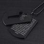 West Coast Jewelry Crucible Black Plated Stainless Steel Dog Tag Cross Necklace with Lords Prayer, Double Dog Tag Pendant, 24'' Chain