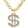 Weahre Dollar Sign Hip Hop Rapper Mens Necklace Rhinestone Pendant Gold Chain Jewelry for Rap Gangsta