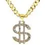 Weahre Dollar Sign Hip Hop Rapper Mens Necklace Rhinestone Pendant Gold Chain Jewelry for Rap Gangsta Weahre Dollar Sign Hip Hop Rapper Mens Necklace Rhinestone Pendant Gold Chain Jewelry for Rap Gangsta