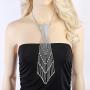 SP Sophia Collection Womens Sparkling Rhinestone Tie Inspired Drop Necklace with Cascading V Designs