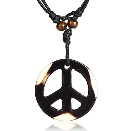Handmade Adjustable Love Peace Sign Hippie Pendant Necklace Vintage Rope Chain Resin Weave Jewelry Handmade Adjustable Love Peace Sign Hippie Pendant Necklace Vintage Rope Chain Resin Weave Jewelry
