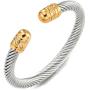 COOLSTEELANDBEYOND Elastic Adjustable Stainless Steel Twisted Cable Cuff Bangle Bracelet for Men Women
