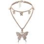 Butterfly Choker Necklace Tennis Chain Butterfly Bling Iced Cubic Zirconia CZ Butterfly Necklace Silver Girls Women