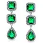 Long Geometric Simulated Emerald Green Teardrop CZ Statement Chandelier Earrings For Women For Pageant Prom Silver Plated Long Geometric Simulated Emerald Green Teardrop CZ Statement Chandelier Earrings For Women For Pageant Prom Silver Plated