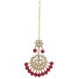 Aheli Beautiful Indian Traditional Wedding Faux Kundan Beaded Maang Tikka with Earrings Set for Women Ethnic Fashion Jewelry