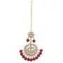 Aheli Beautiful Indian Traditional Wedding Faux Kundan Beaded Maang Tikka with Earrings Set for Women Ethnic Fashion Jewelry