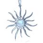 Silvershake Natural Moonstone White Gold Plated 925 Sterling Silver Sun Ray Inspired Pendant