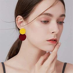 coadipress Round Curved Dangle Earrings Set for Women and Girls Gold Fashion Matte Paint Discs Drop Statement Jewelry