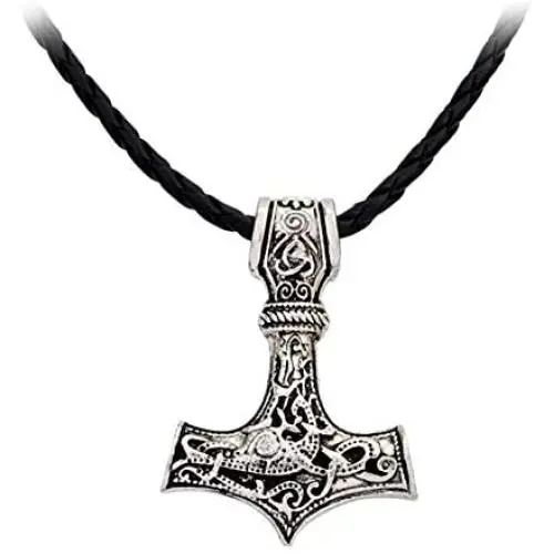 AILUOR Men Viking Leather Norse Thors Hammer Mjolnir Celtic Knot Pendant Necklace Jewelry Scandinavian AILUOR Men Viking Leather Norse Thors Hammer Mjolnir Celtic Knot Pendant Necklace Jewelry Scandinavian
