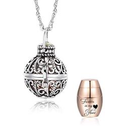 Vintage Hollow Flower Urn Necklace for Ashes Forever in My Heart Memorial Locket Pendant Jar Keepsake Cremation Jewelry