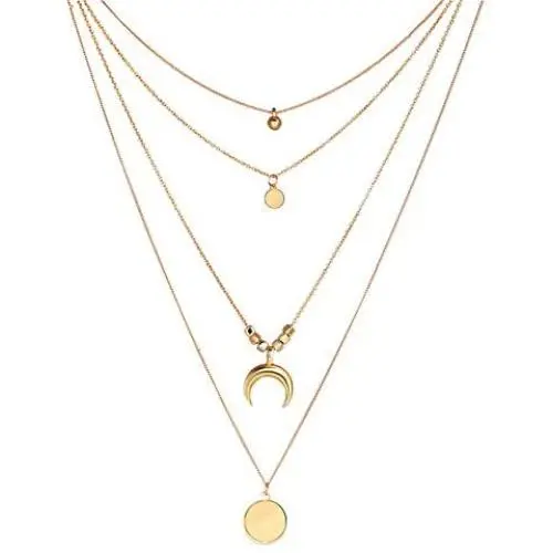 Modyle Women Layered Necklace 14K Real Gold Plated Coin Circle Heart Moon Pendant Dainty Chain Minimalist Simple Boho Jewelry Mothers Gift Modyle Women Layered Necklace 14K Real Gold Plated Coin Circle Heart Moon Pendant Dainty Chain Minimalist Simple Boho Jewelry Mothers Gift