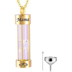 Eternity Memory Memorial Gold Smooth Hourglass Urn Necklace Cremation Jewelry Pendants for Women Men Gift +Fill Kits