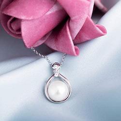 Molah Sterling Silver 10.5-11mm Genuine Cultured Freshwater Pearl Cubic Zirconia Pendant Necklace 16''+2'' Extension