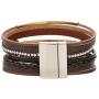 YOOCOOL Multi-Layer Handmade Leather Bracelet Braided Wrap Cuff Bangle with Alloy Magnetic Clasp Beaded Wrist Bracelets Jewelry for Women Gift