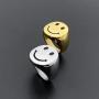 IDesign Smiley Face Ring chunky Gold White Silver Signet Ring, Stainless Steel Asthetic Cool Rings For Egirl Eboy Handmade Rings Dainty Statement Ring For Women Men