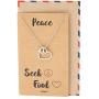 Quan Jewelry Gifts for Women, Love Heart Peace Sign Pendant Necklace, Handcrafted Jewelry in Silver Tone with Inspirational Greeting Card