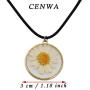 CENWA Daisy Flower Necklace Real Dried Flower Black Leather Necklace Handmade Pressed Flowers Jewelry Gift for Nature Lovers Mori Girl