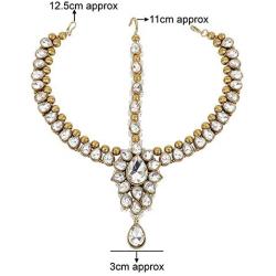 MUCH-MORE Gorgeous Style Stunning Gold Plated Kundan Stone Indian Matha Patti Head Partywear Jewelry for Women