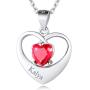Custom4U Birthstone Personalized Necklace for Women - Custom Heart Pendant Girls Necklace with 1-5 Birthstones and Names Sterling Silver/Stainless Steel - Birthstone Gift for Girls Women Mother