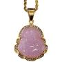 Iced Laughing Buddha Purple Jade Pendant Necklace 16'' Rope Chain Genuine Certified Grade A Jadeite Jade Hand Crafted, Jade Necklace, 14k Gold Filled Laughing Jade Buddha Necklace, Silver Jade Medallion, Fast Prime Shipping